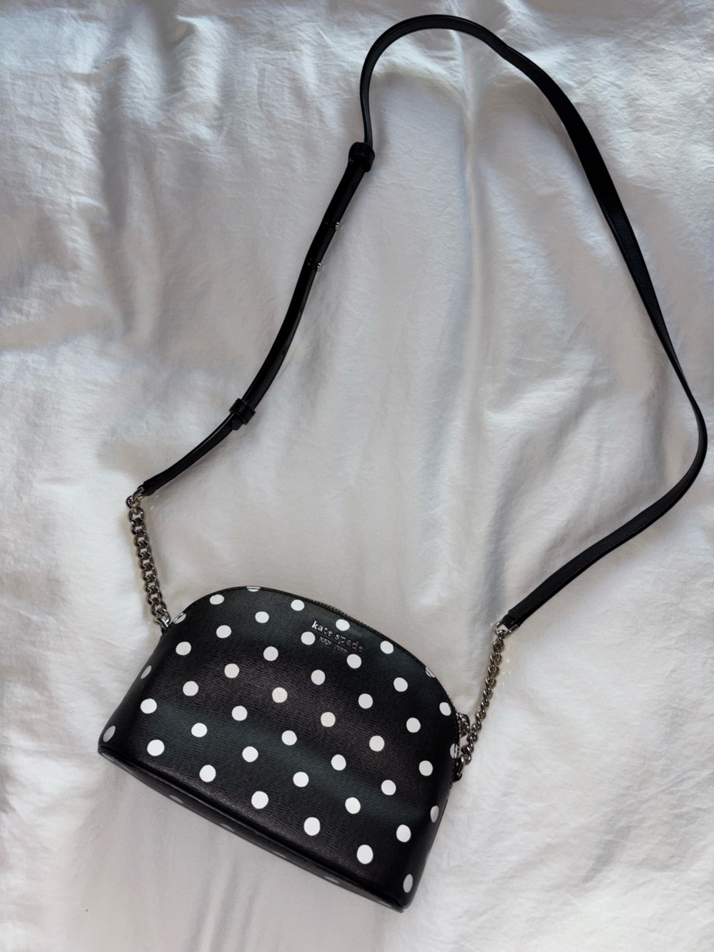 Like new Kate Spade Black and White Polka Dot Crossbody Bag